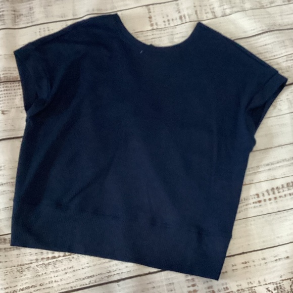 SHEIN Tops - 460. Shein Dark Blue Criss-Cross Back Cropped Waffle Top NWT Size XL